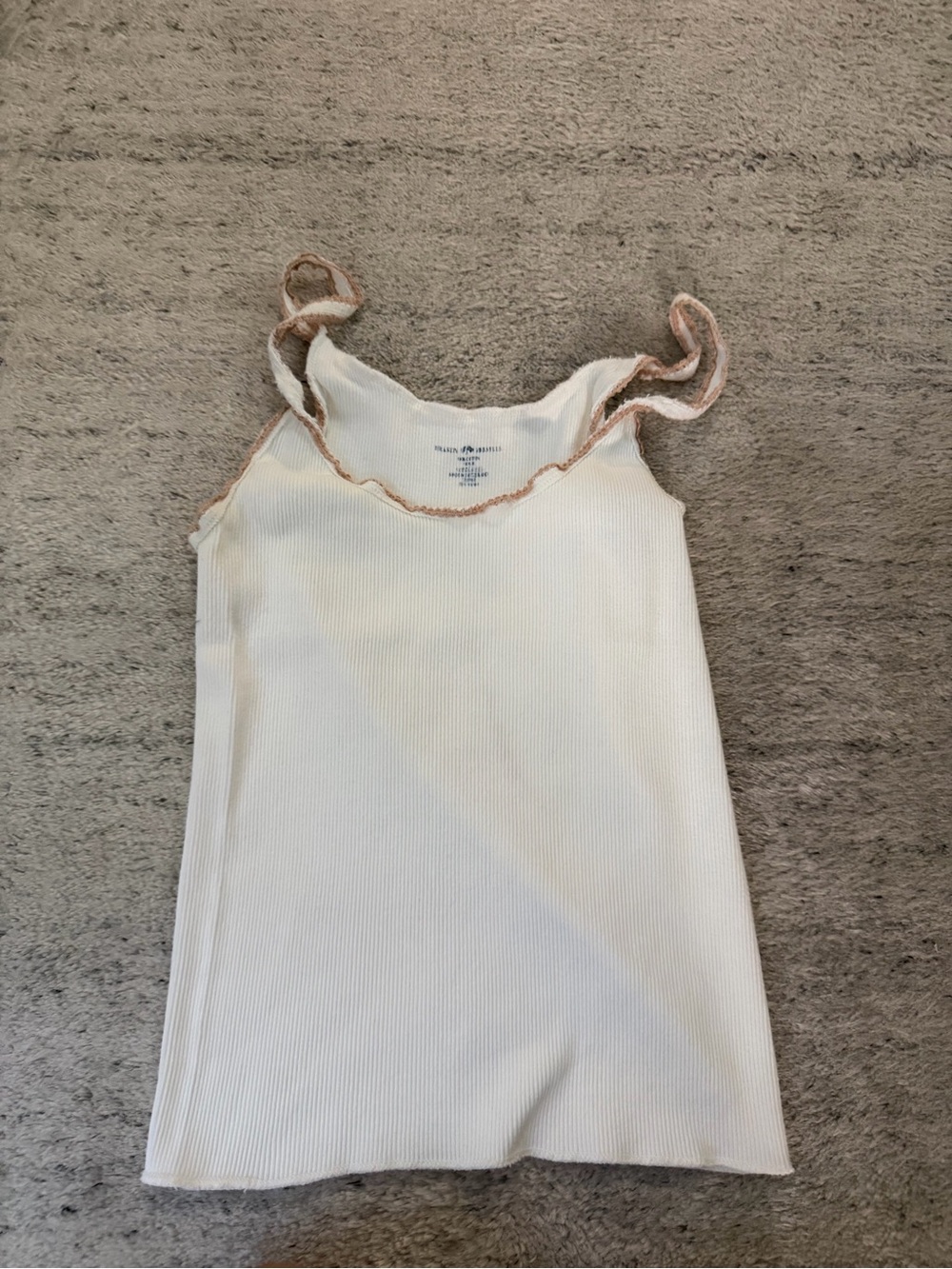Brandy Melville Ribbed White Tank Top with Pink Trim